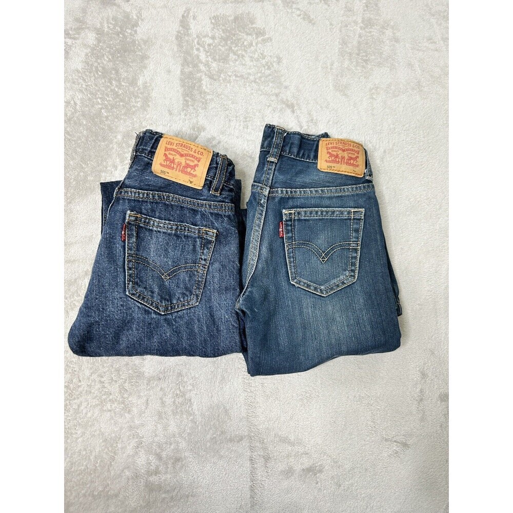 Levis 505 Jeans Boys 7 Regular Blue Casual Preppy Western Straight Leg Lot Of 2